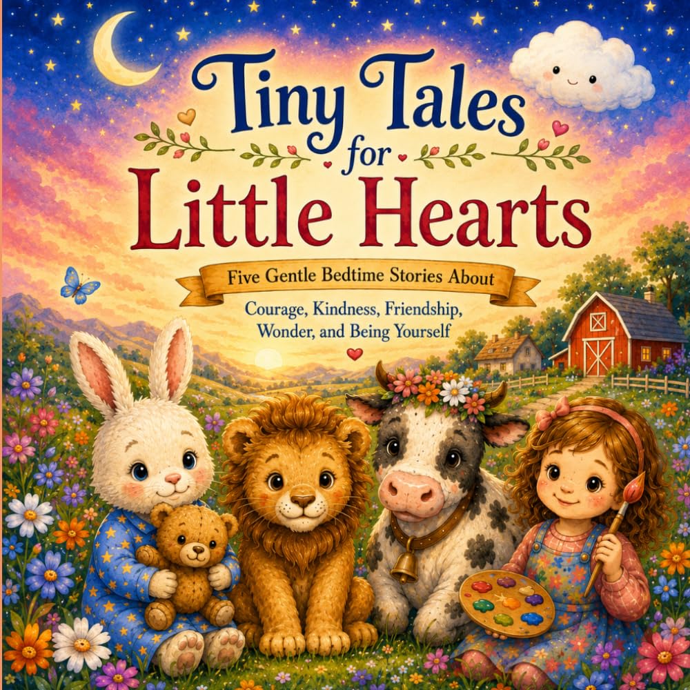Tiny Tales for Little Hearts: Five Gentle Bedtime Stories About Courage, Kindness, Friendship, Wonder, and Being Yourself