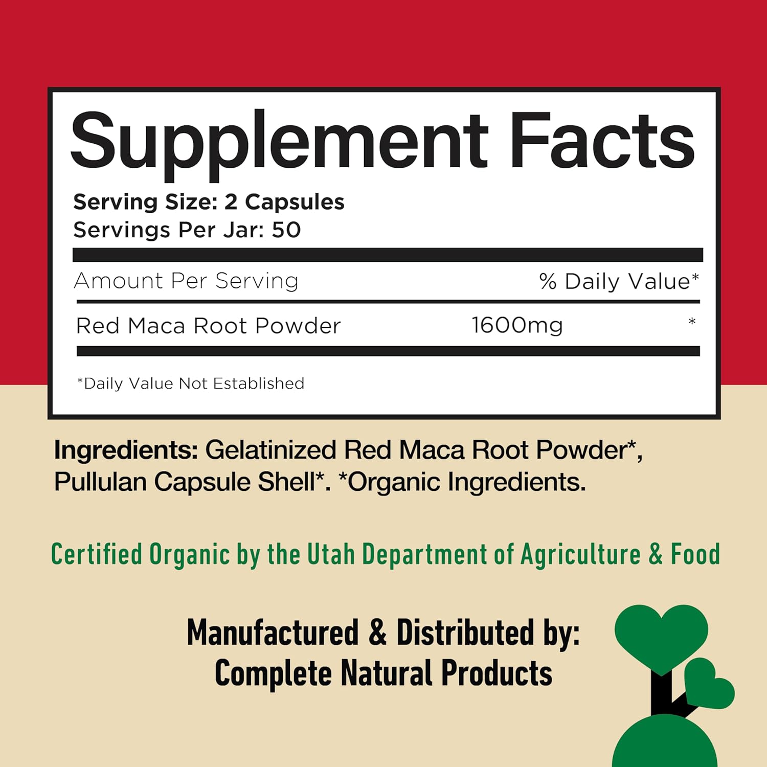 Organic Red Maca Root Capsules 800mg - Gelatinized Red Maca Powder Supplement, Plant Based Vegetarian Pills, Non GMO Clean Formula, 100 Count Glass Bottle, Made in USA Certified Organic Supplement - Image 6