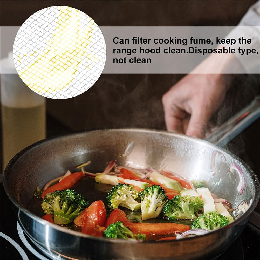 Mikikit 12pcs Range Hood Accessories Cooker Hood Filter Oil Nets Filter Net for Kitchen Oil Filter Net Round Range Hood Filter Mesh Range Hood Oil Filter Range Hood Supply, 21X21X9CM, White