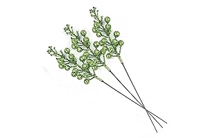YYCRAFT Glitter Berries Stems: Enchanting Green Berry Stems for Festive Decor