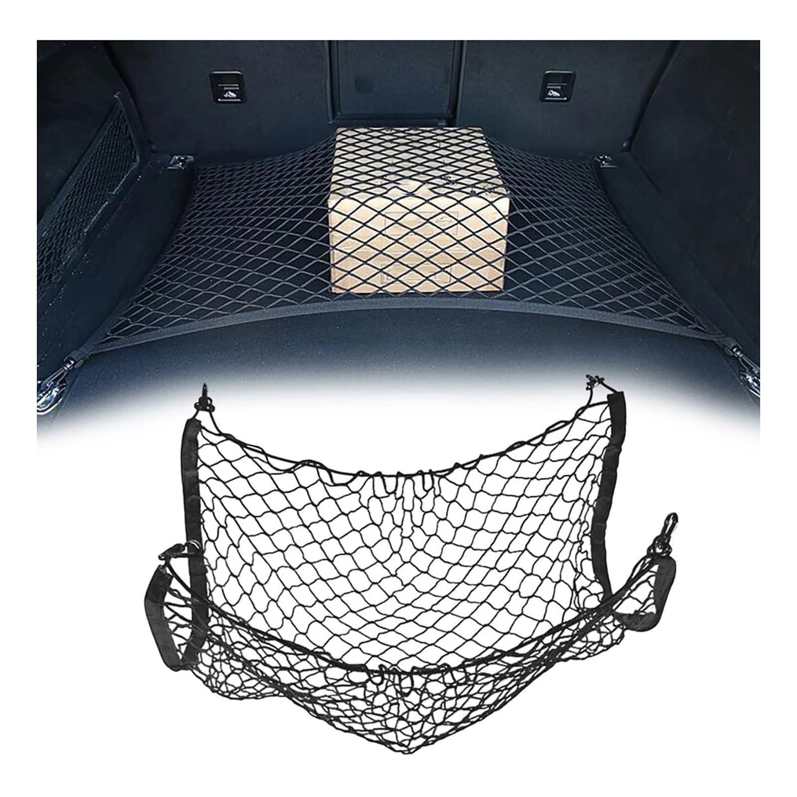 Rete Bagagliaio Auto, per Landrover Discovery Sport (7 Seats) 2020-2024-2026 Organizzatore Carico Elastica Ganci ABS Nylon Resistente Accessori Interni Salvaspazio