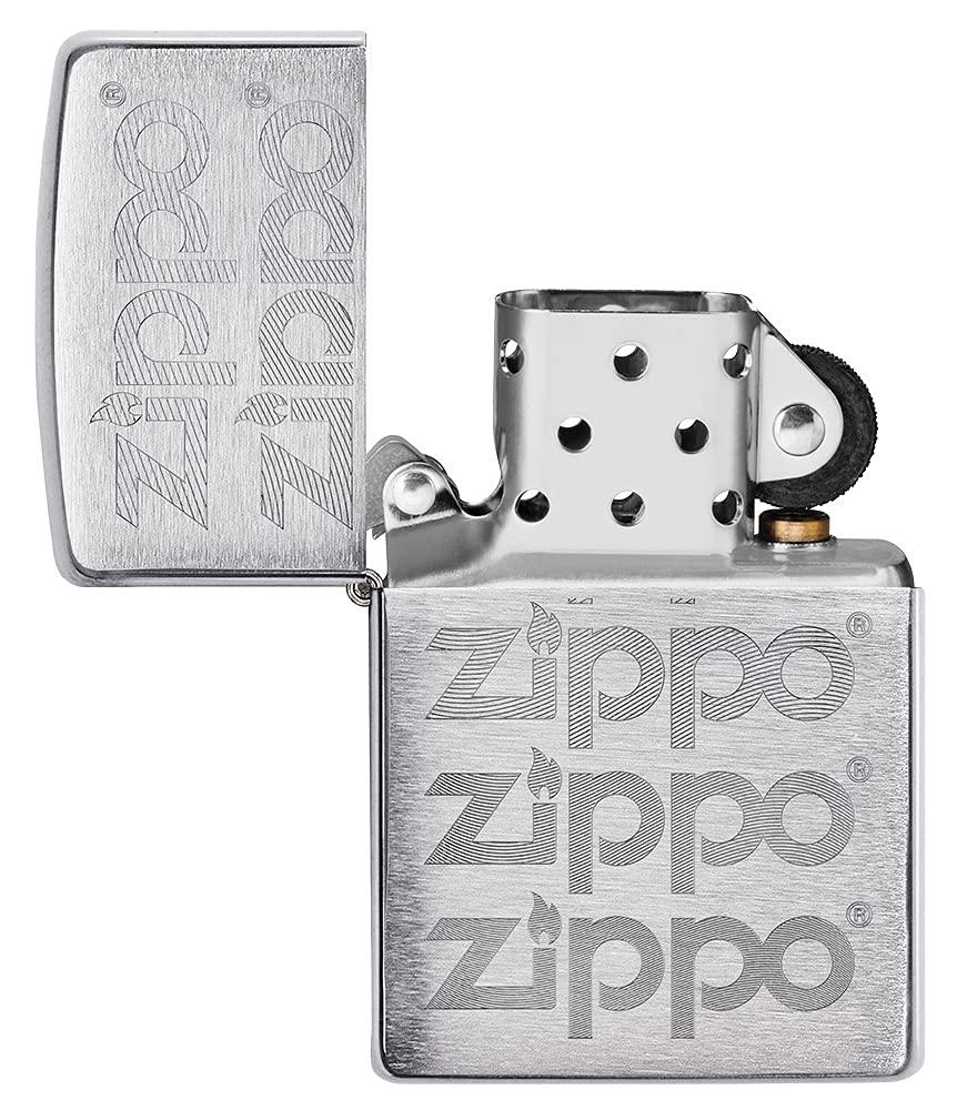 Zippo Accendino tempesta – Dragons with Zippo, cromo satinato, emblema – Ricaricabile – Riutilizzabile – Design antivento – Confezione regalo – Made in USA