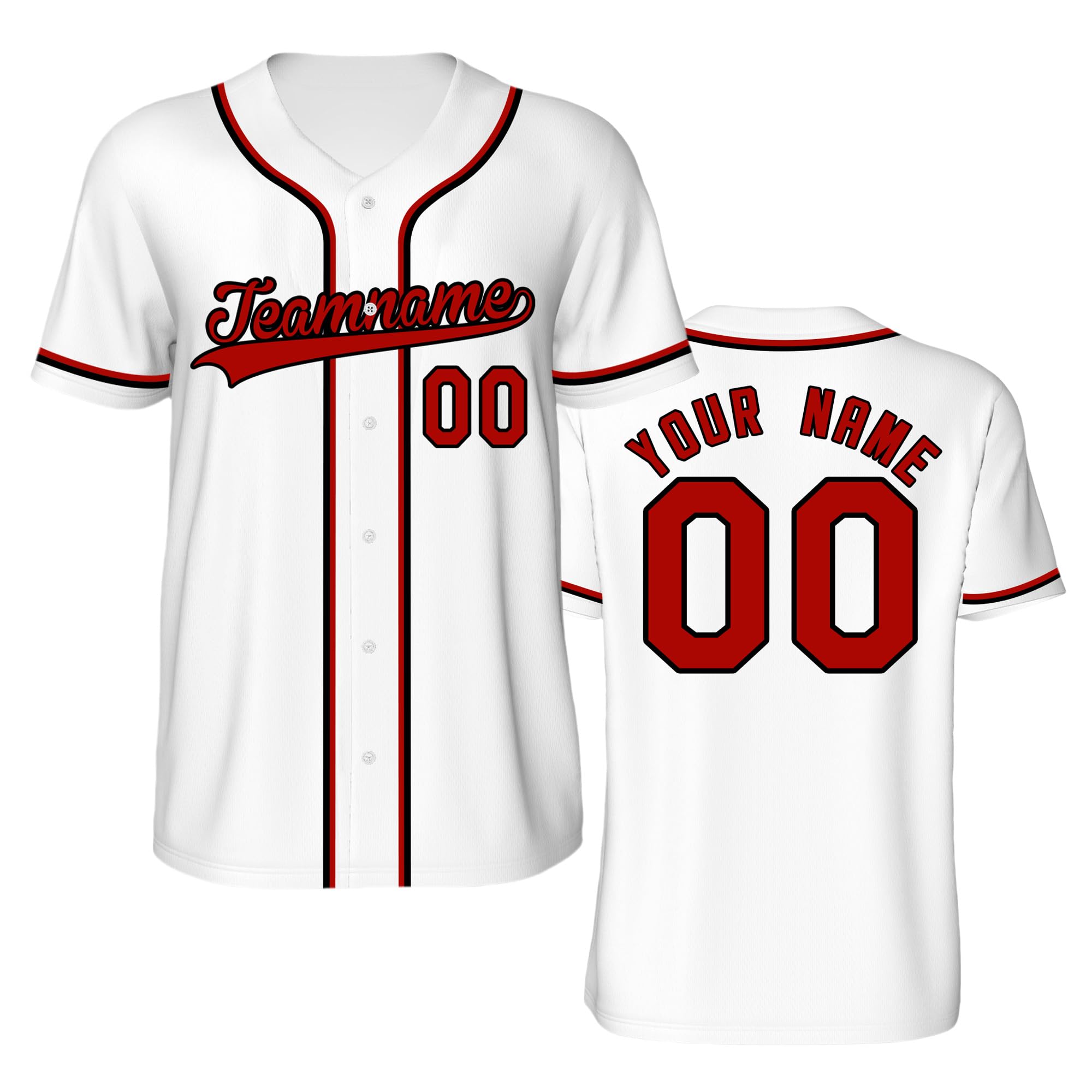 Maillot de Baseball Personnalisé Imprimé Nom Numéro Hommes Femmes Uniformes Boutonnés