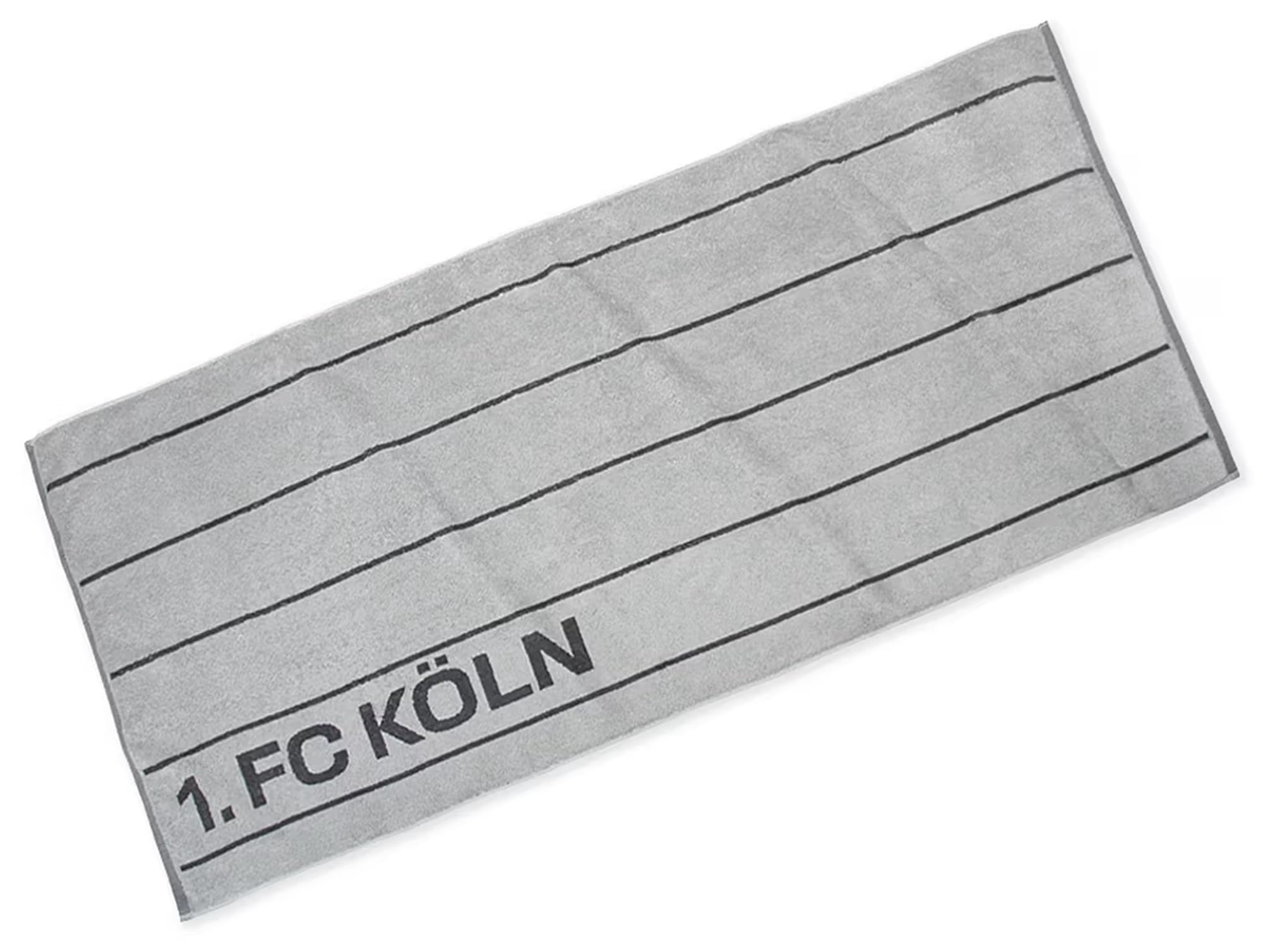 1. FC Köln Duschtuch - Nadelstreifen - grau Badetuch 70 x 140 cm Handtuch - Plus Aufkleber Wir lieben Fußball