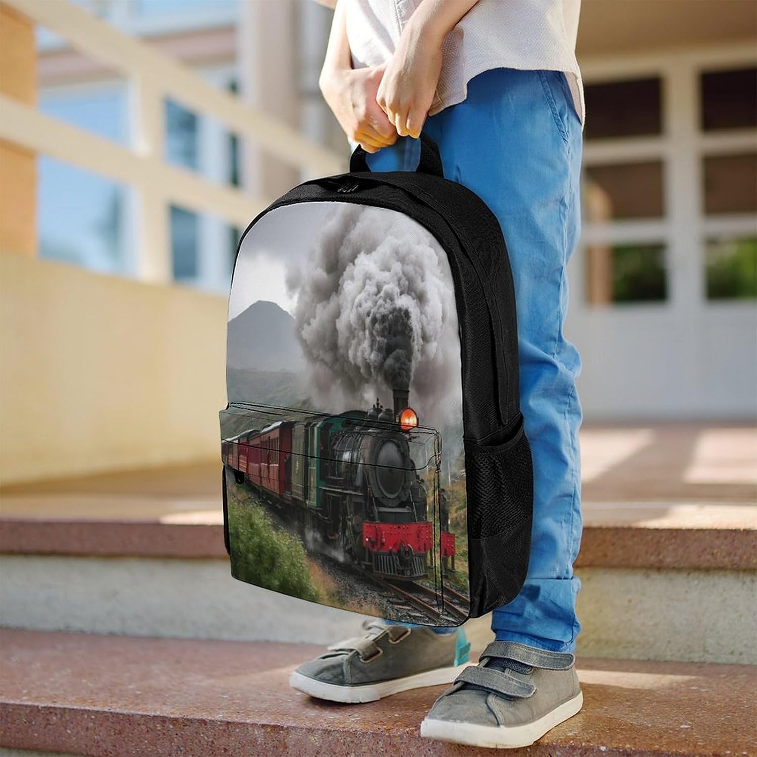 Vintage Steam Train Backpack Lightweight Backpacks Work Bag
