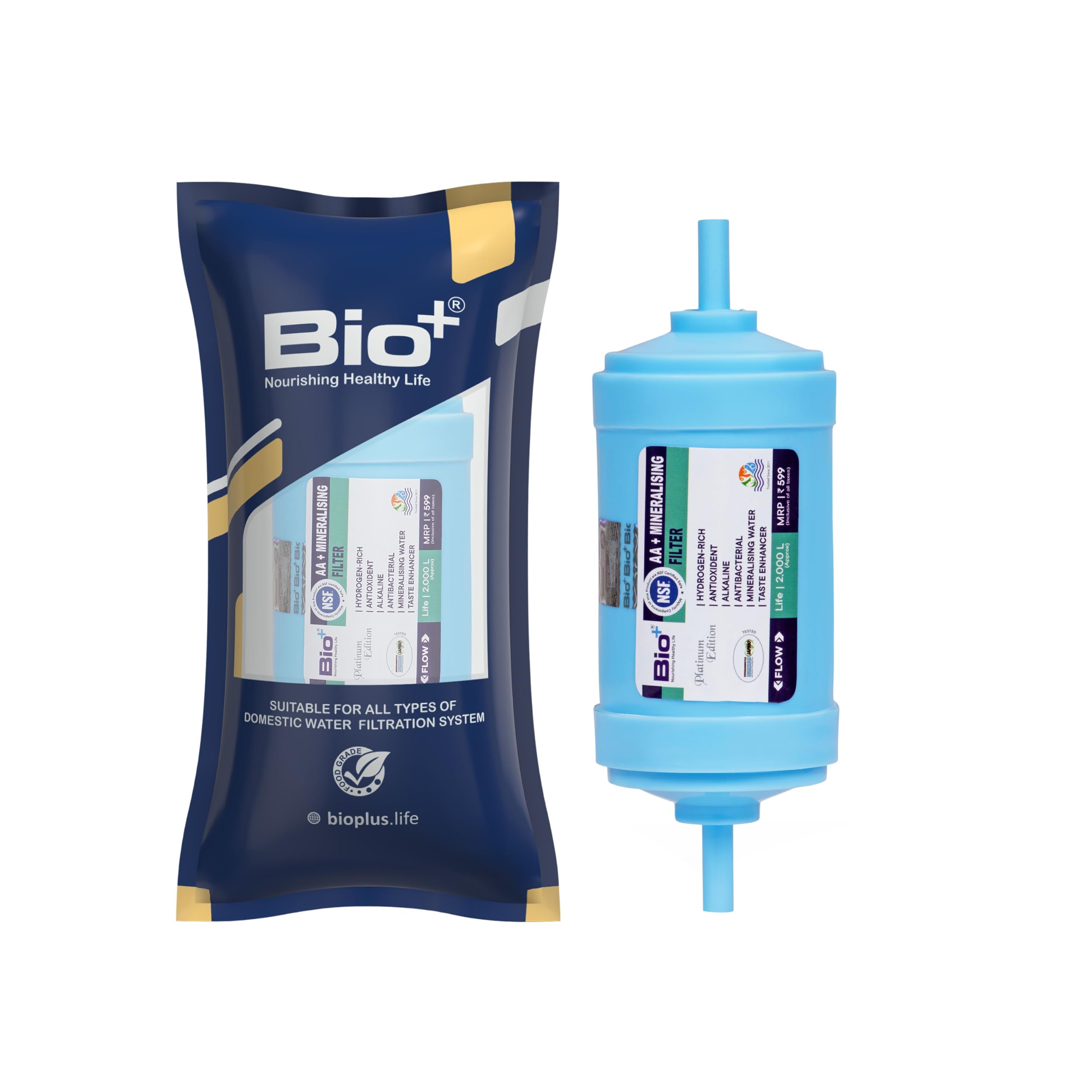 5" Alkaline and Mineral Water Filter Cartridge for Ro Water Purifier with Antioxidant | Blue