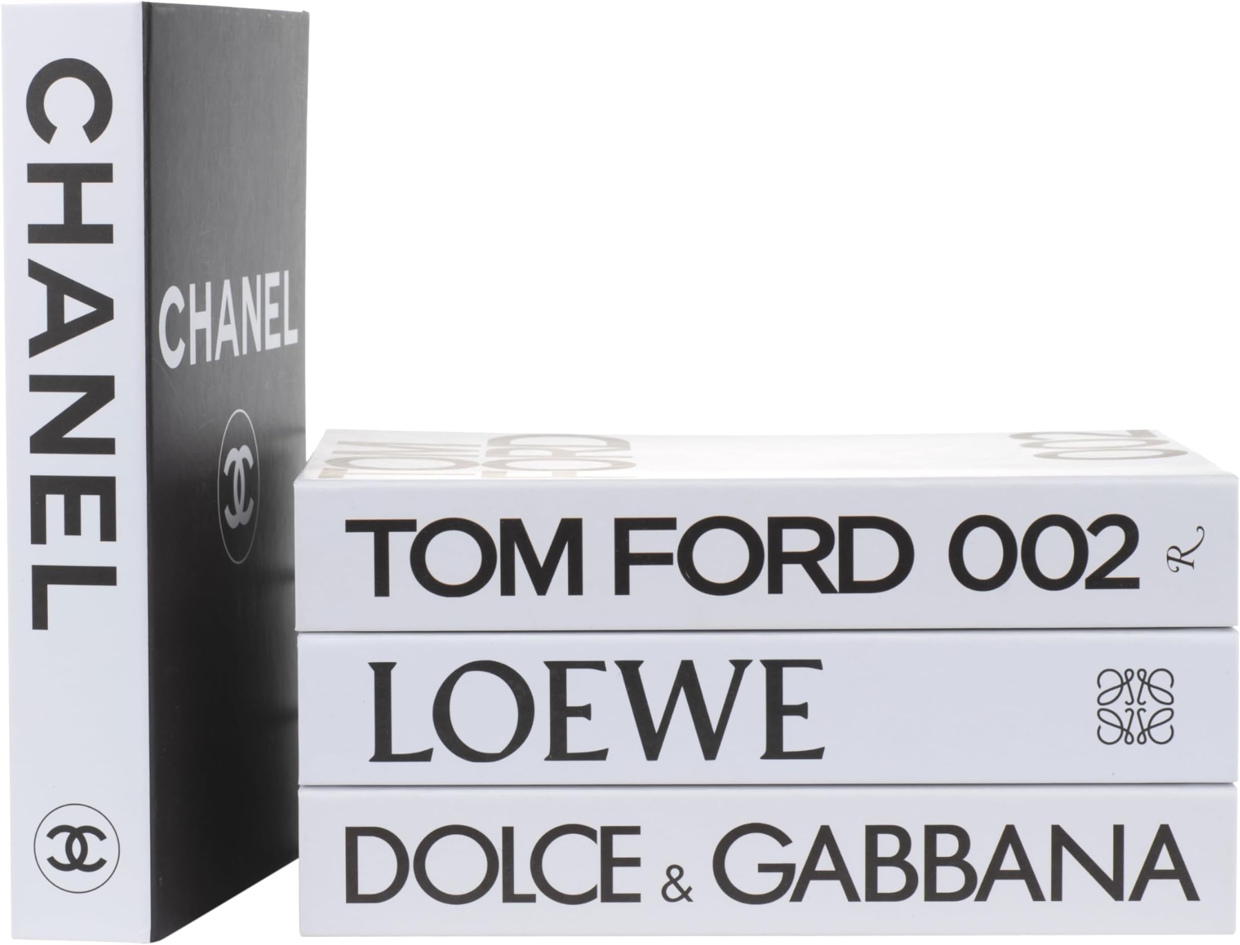 White Large | 4 PCS Faux Decorative Book Boxes | Not Real Books, Cardboard Foldable Display Props | Home Decor for Coffee Table, Bookshelf, Living Room, Office