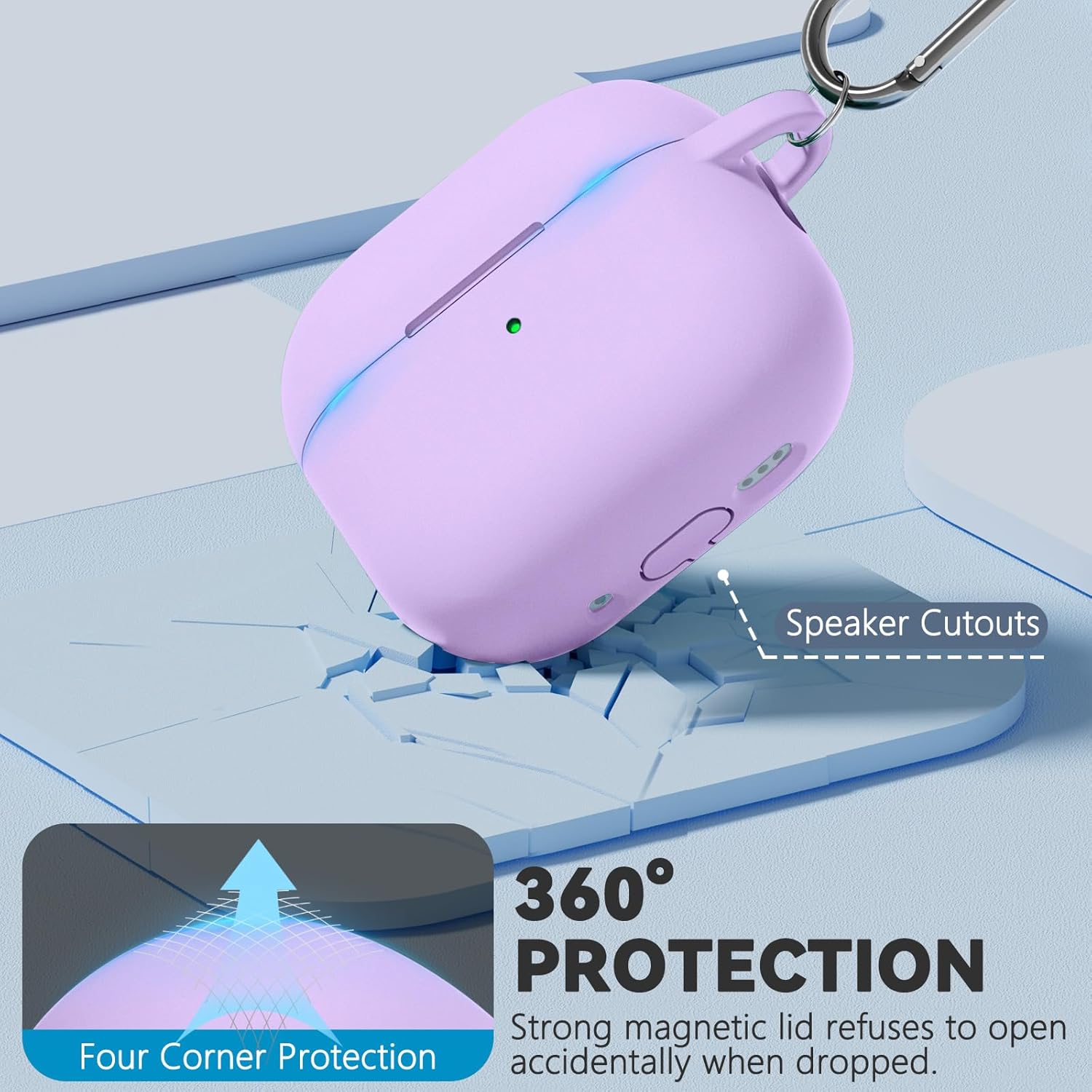 Ljusmicker for AirPods 4 Case 2024 with Cleaner Kit,Soft Silicone Protective Cover for Apple AirPods 4th Generation Cases for Women Men,AirPod 4 Case Accessories with Keychain-Magnetic Purple - Image 4