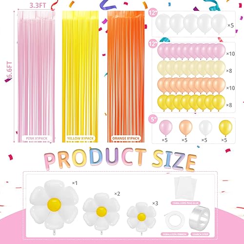 Miniatura 3 de 3 piezas de cortina de flecos de papel de aluminio dos cortinas de fondo maravillosas decoraciones de fiesta con margaritas kit de arco de globos