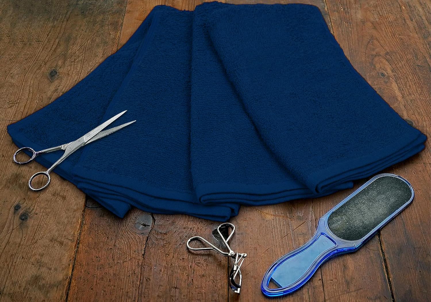 Toallas de salón 100% algodón hilado en anillo, paquete a granel de 24 toallas de mano, ultra suaves y altamente absorbentes, 16 x 27 pulgadas (azul marino)