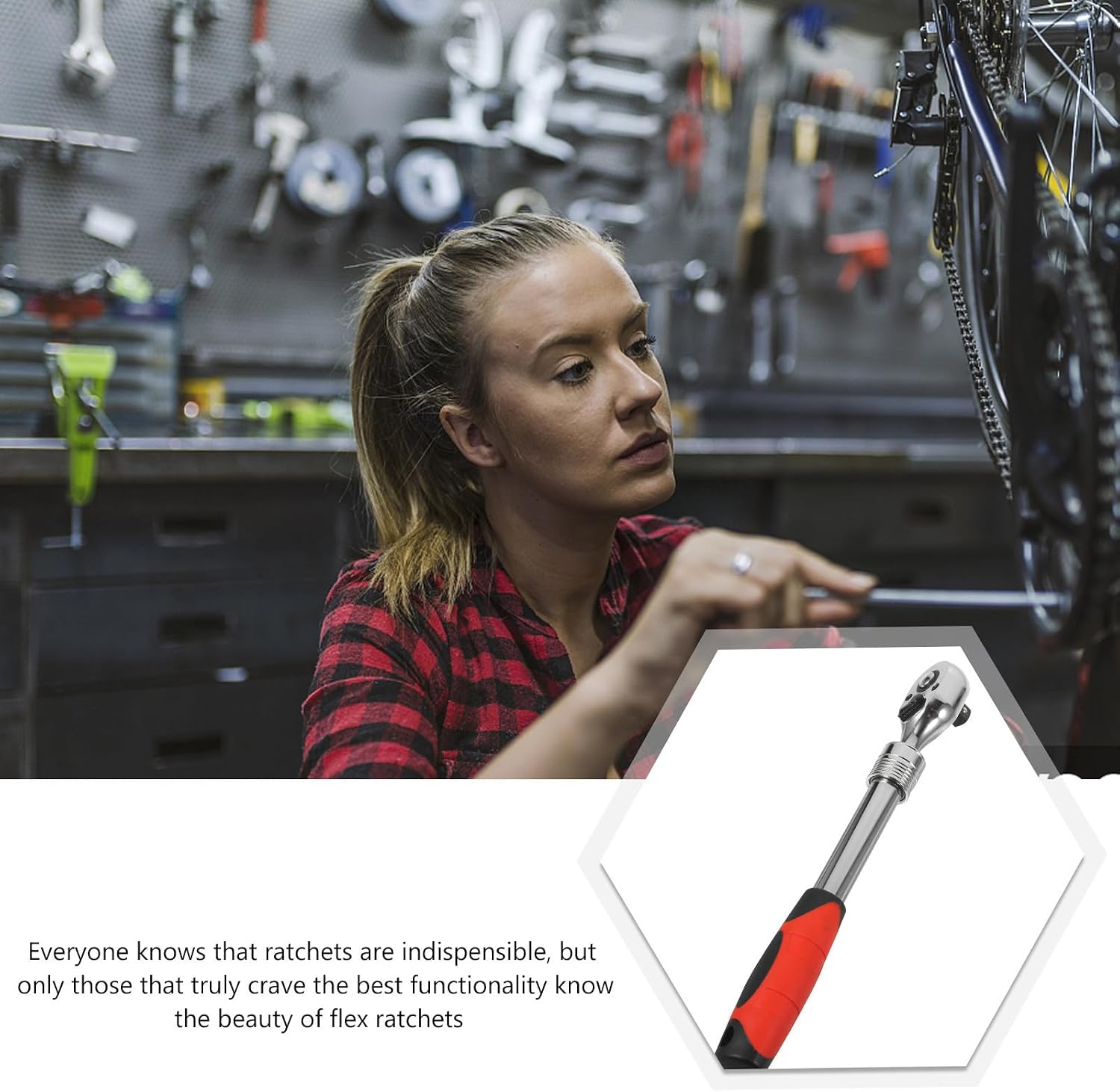 KOMBIUDA Telescopic Wrench Swivel Head Flex Ratchet with Comfortable Grip