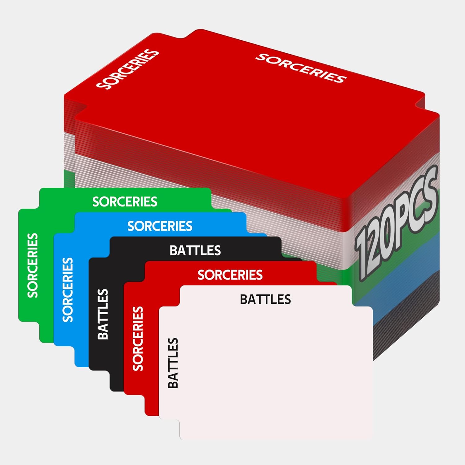 DEDC MTG Card Dividers for Trading Card Storage, Multicolor 120-Pack Paper Cards for MTG Commander Deck Box with Tabs 5 Colors 8 Word 3 Set
