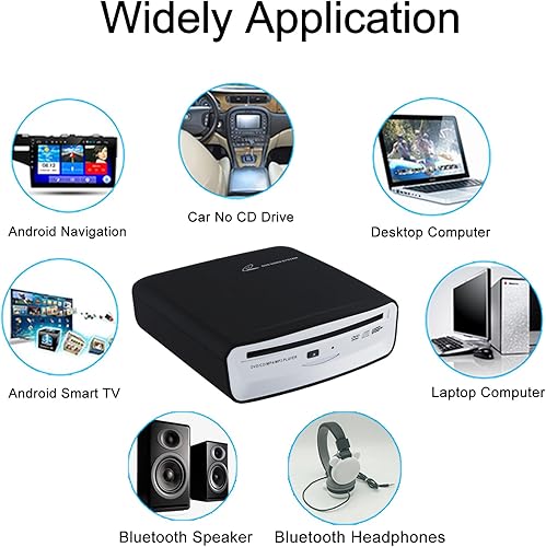 Miniatura 4 de Reproductor de CD portátil para automóvil con Bluetooth y conexión USB, reproductor de CD universal externo USB para sistemas de audio de