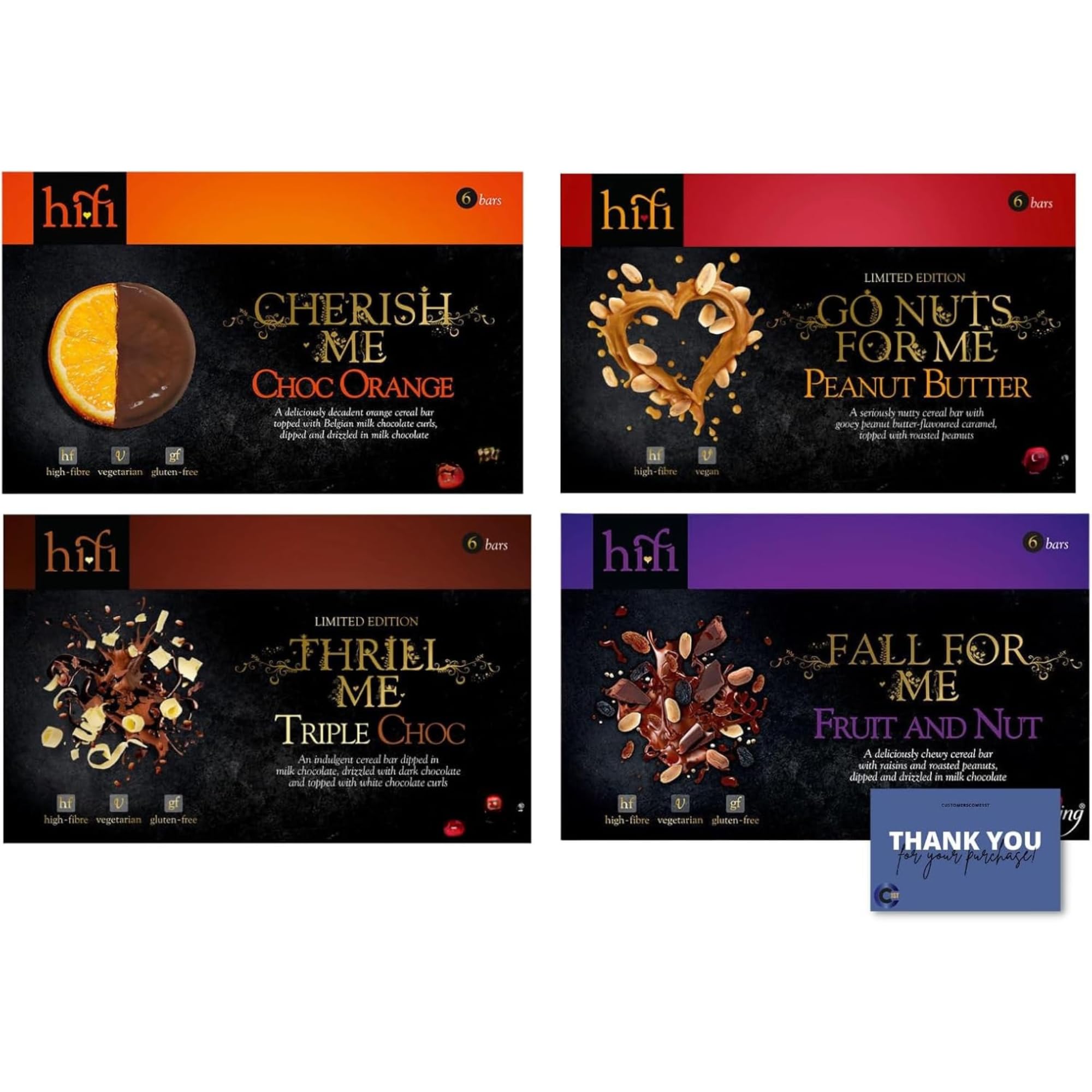 Slimming World Hifi Bars Variety Pack - Triple Choc, Choc Orange, Fruit And Nut, Peanut Butter (6 Bars Each)