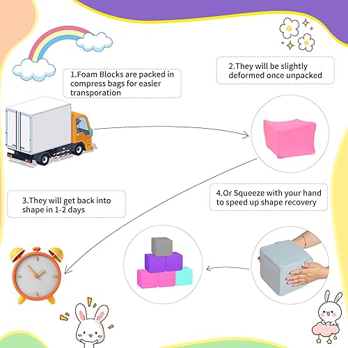 Miniatura 6 de Bloques de espuma para niños pequeños, bloques de construcción suaves para niños pequeños, bloques apilables coloridos para niños, 12 piezas