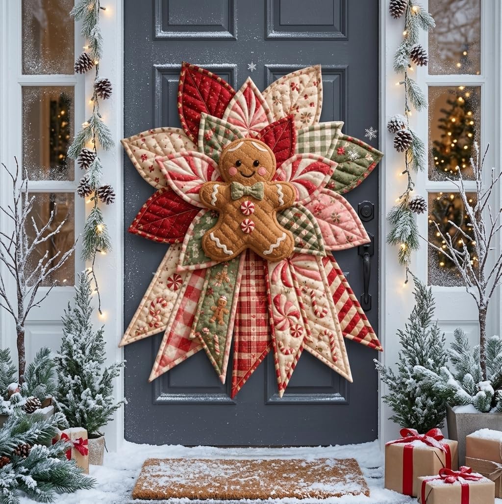 Oversized Patchwork Bow Sewing Kit, Christmas Quilted Door Hanging DIY (2PCS-A) image 3