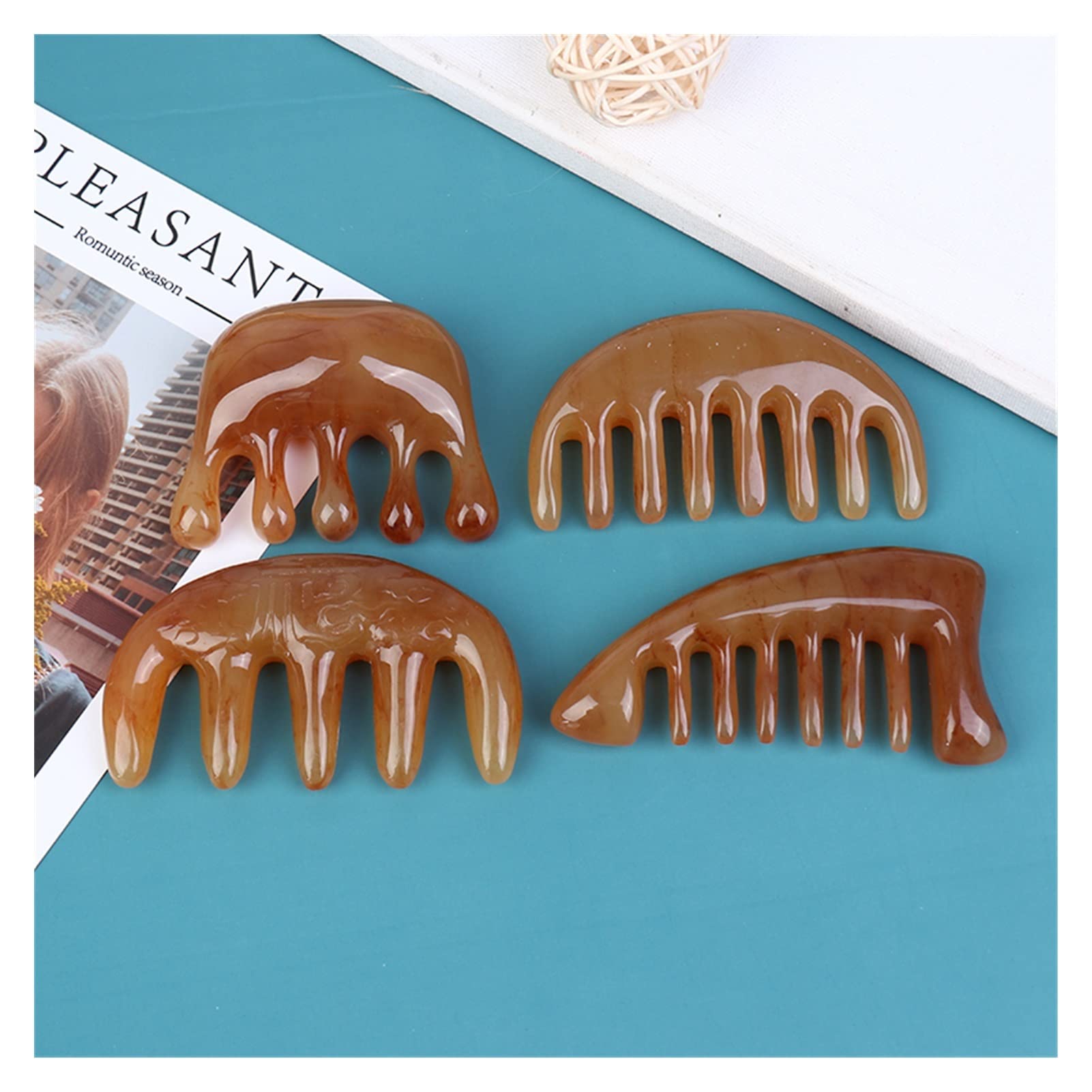 1pcs Herramienta de Cabello de Peine de Bolsillo de Bolsillo de Buey de Buey de 1pcs (Color : D)