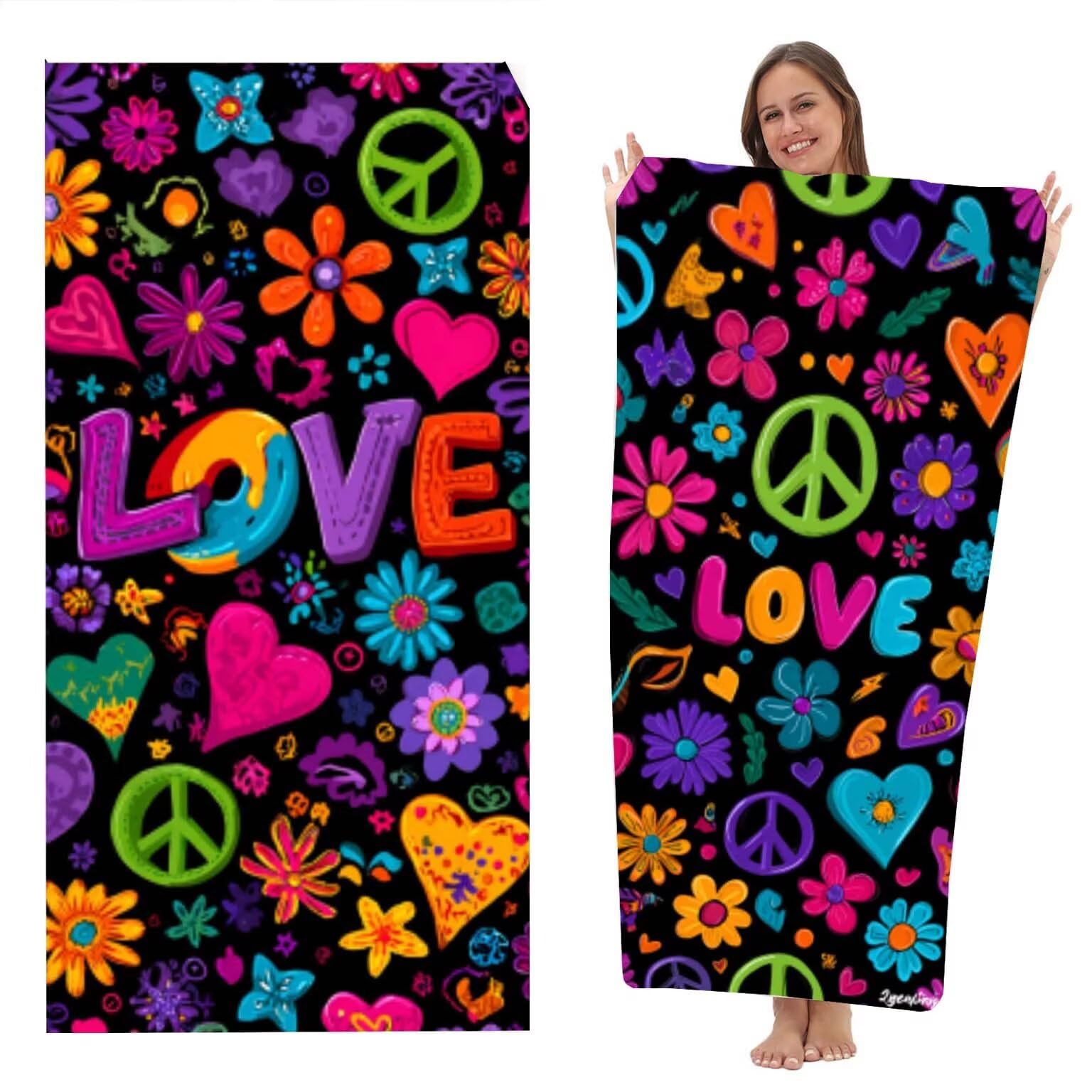 Toalla Playa grande XXL 90x200 cm, Toalla Microfibra de Secado RáPido, Absorbente, Ultrasuave y Compacta, Toalla BañO Sin Arena, Manta de Playa Gimnasio Baño, Pack de 2 (Color De Las Flores) z-1933