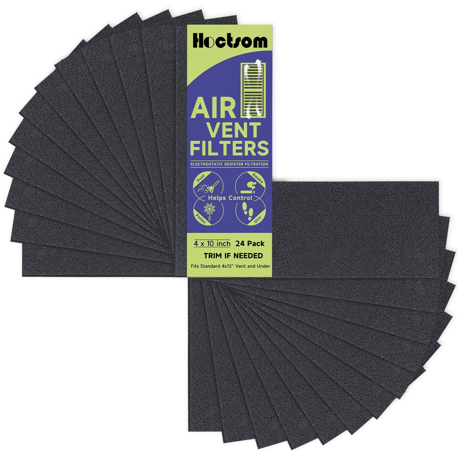 Paquete de 24 filtros de ventilación de 4 x 10 pulgadas, carbón activado, hoja de prefiltro de carbón para calentador de suelo de 4 x 10 pulgadas, funciona para purificador de aire del hogar, registro