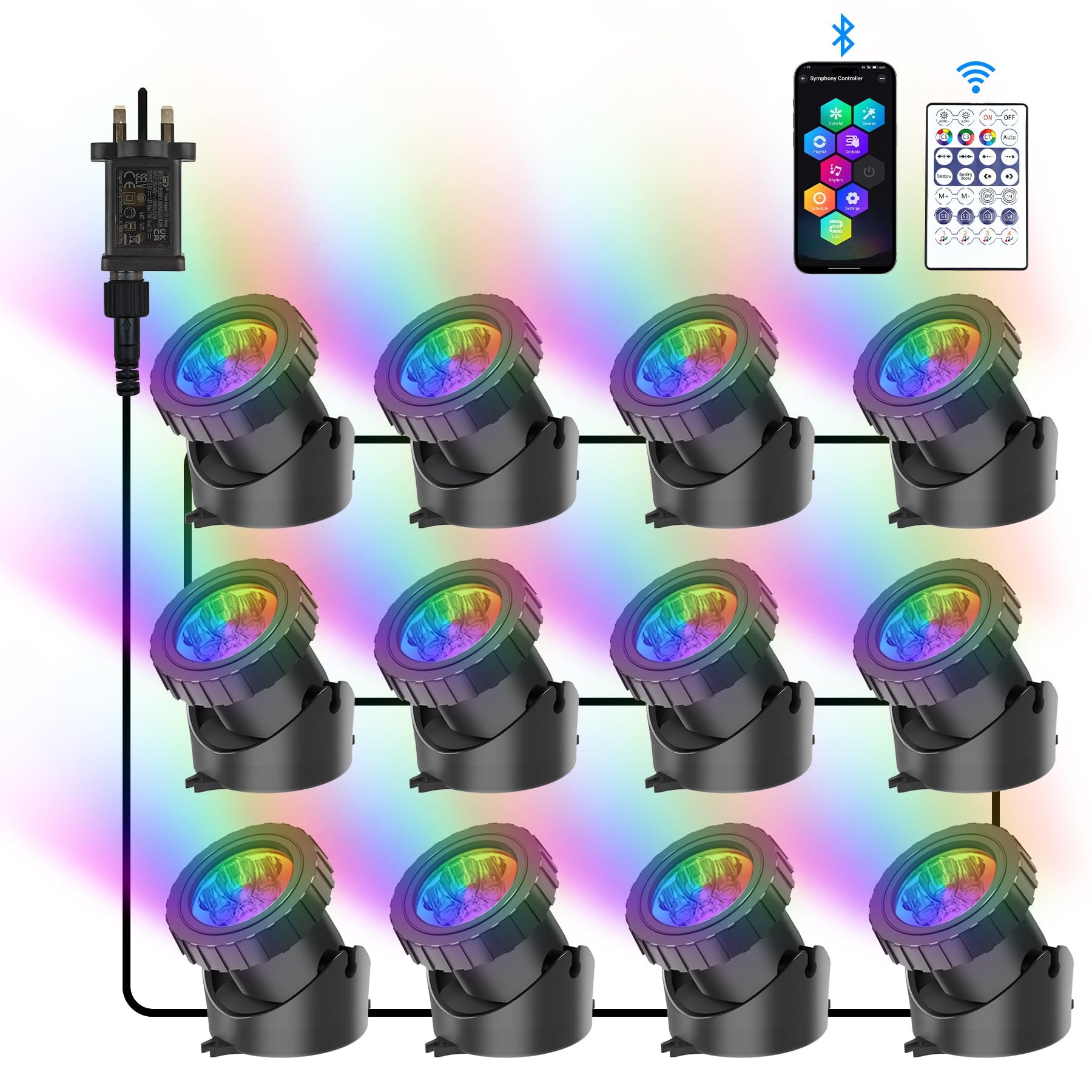 NATPOW Pond Lights, RGB Submersible Lights Mains Powered, Aquarium Pond Light with Bluetooth APP Control
