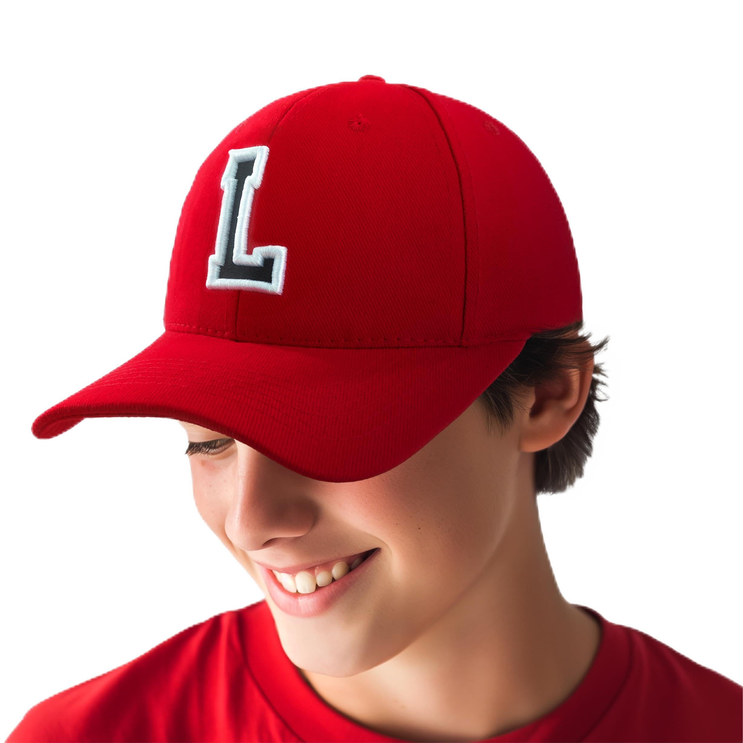 4Sold 1976 Boys L 4Sold 3D Embroidery Alphabet Children Schoo A-Z Adjustable Basebal Cap Red Black Etter Caps Kids Hat Sport