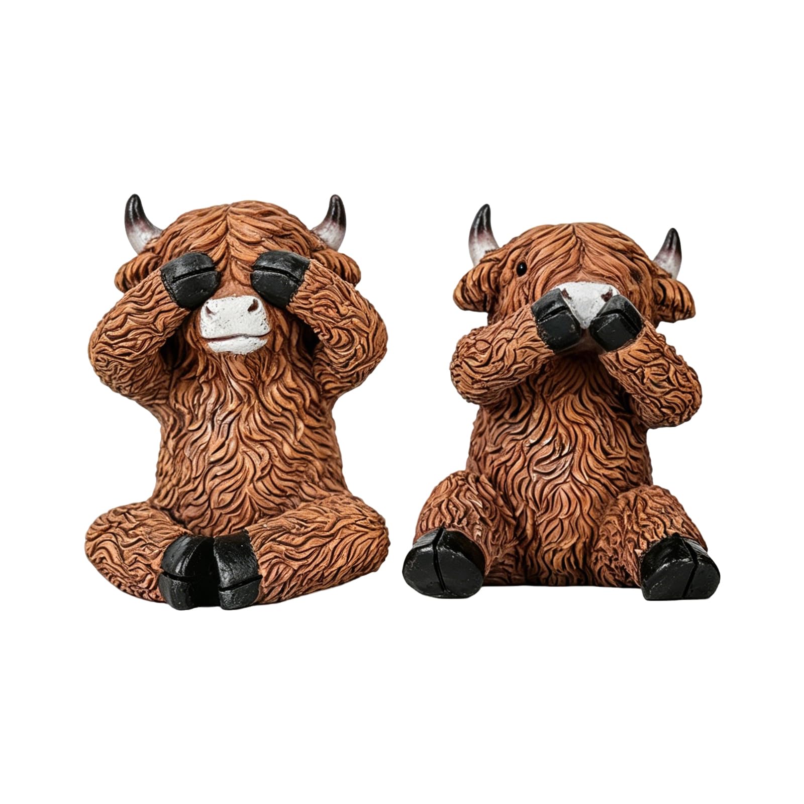3pcs Highland Cow Figurines, Cute Resin Cows with Santa & Gentleman Hats