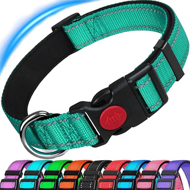 Dog Collar, Reflective Adjustable Basic Dog Collar with Soft Neoprene Padding
