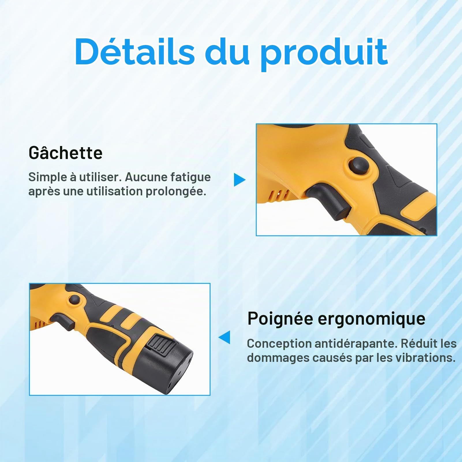 Weytoll Ponceuse à bande sans fil 16,8 V, 7 000 tr/min, mini ponceuse à bande avec 10 bandes abrasives en oxyde d'aluminium, 2 batteries de 1 500 mAh pour bois, métal et plastique