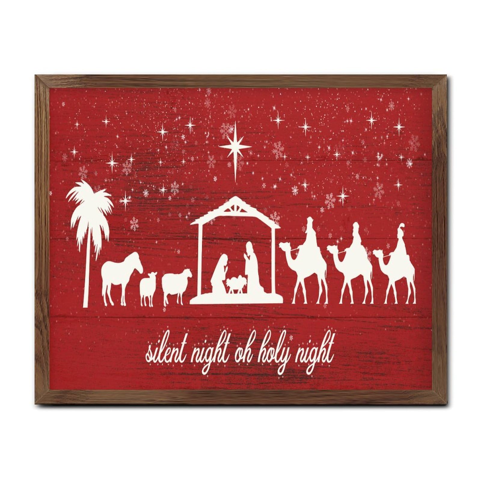 Panneau religieux en bois pour salon et chambre déco de Noël