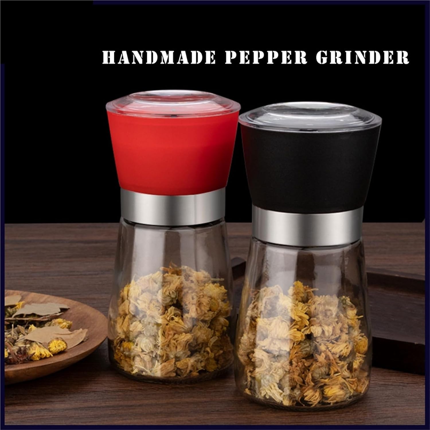 Manual Adjustable Pepper Grinder for Freshly Ground Pepper & Sichuan Pepper, Household Salt Spice Mill(Red)
