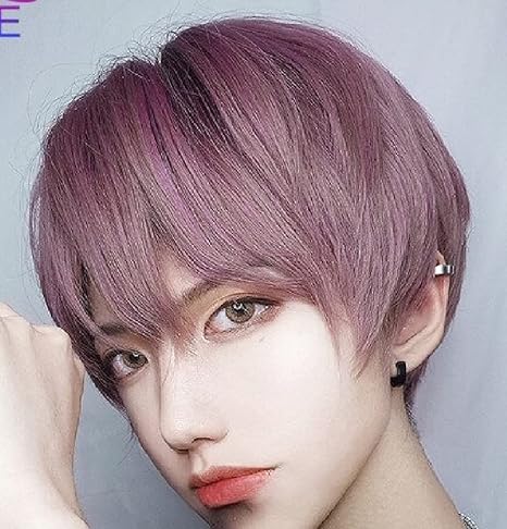 Amazon Co Jp メンズウィッグ イケテルストレート アッシュカラー有 ネット ウィッグ ラベンダーピンク ビューティー