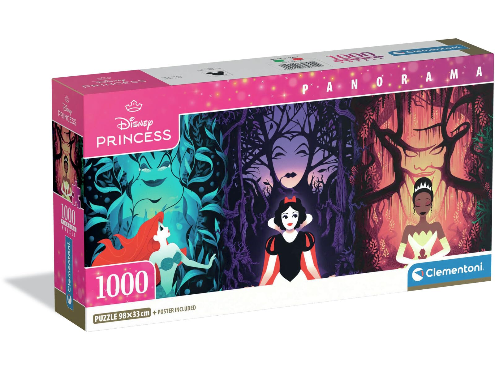 Clementoni Jigsaw Puzzle Panorama 1000 pieces, Disney Princess, Puzzle for Adults 14-99 Years, Compact box, Made in Italy, 39894