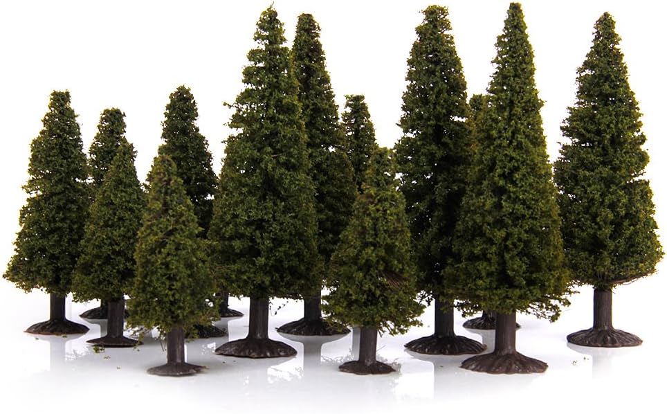 15pcs Green Scenery Landscape Model Cedar Trees with Box