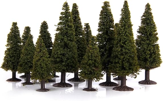 15pcs Green Scenery Landscape Model Cedar Trees with Box