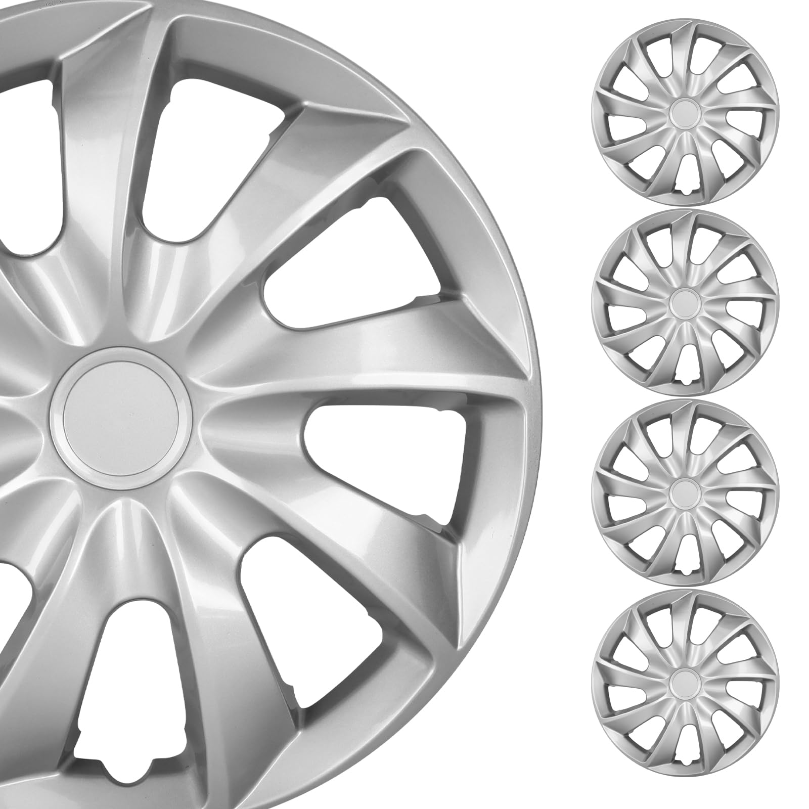 Hawkley Automotive 17 Inch Universal Hubcap 17" Front and Rear Wheel Covers - Fits Most Cars - Snap On Hubcap, R17 Auto Tire Replacement Exterior Cap