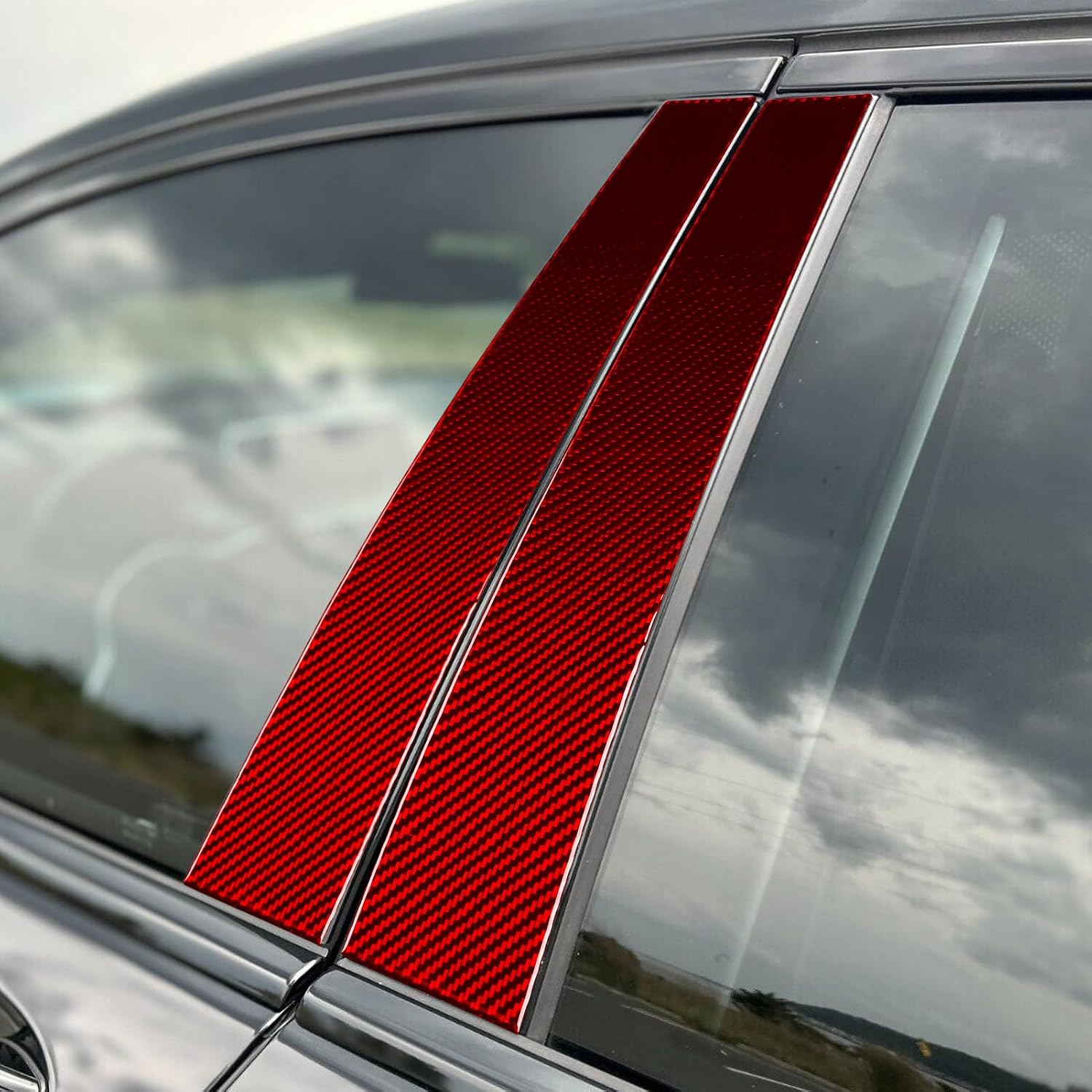 Car Outer B-Pillar Protection Decor Panel Decal Real Quality Carbon Fiber Sticker Compatible with Lexus NX 250 350 350h 450h+ 2022 2023 2024 Exterior Accessories Trim 6pcs Red
