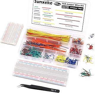 560Pcs Breadboard and Jumper Wire kit PCB Circuit Board Assortment,14 Different Lengths Breadboard Jumper Wires with Breadboard and Tweezers,Suitable for Electrical DIY Experiments