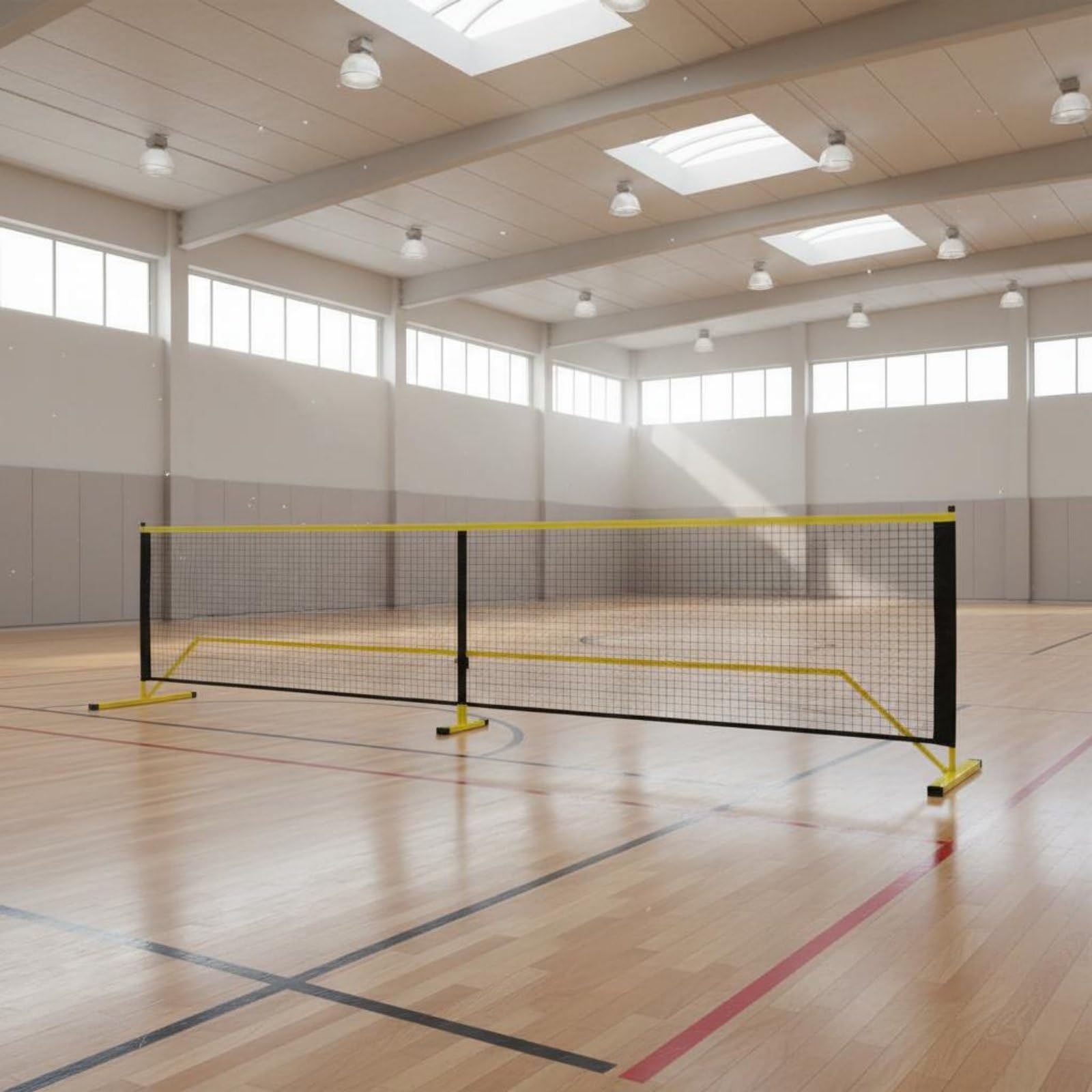 Rete da Pickleball con Ruote Resistente Attrezzatura Sportiva Stabile per Gara