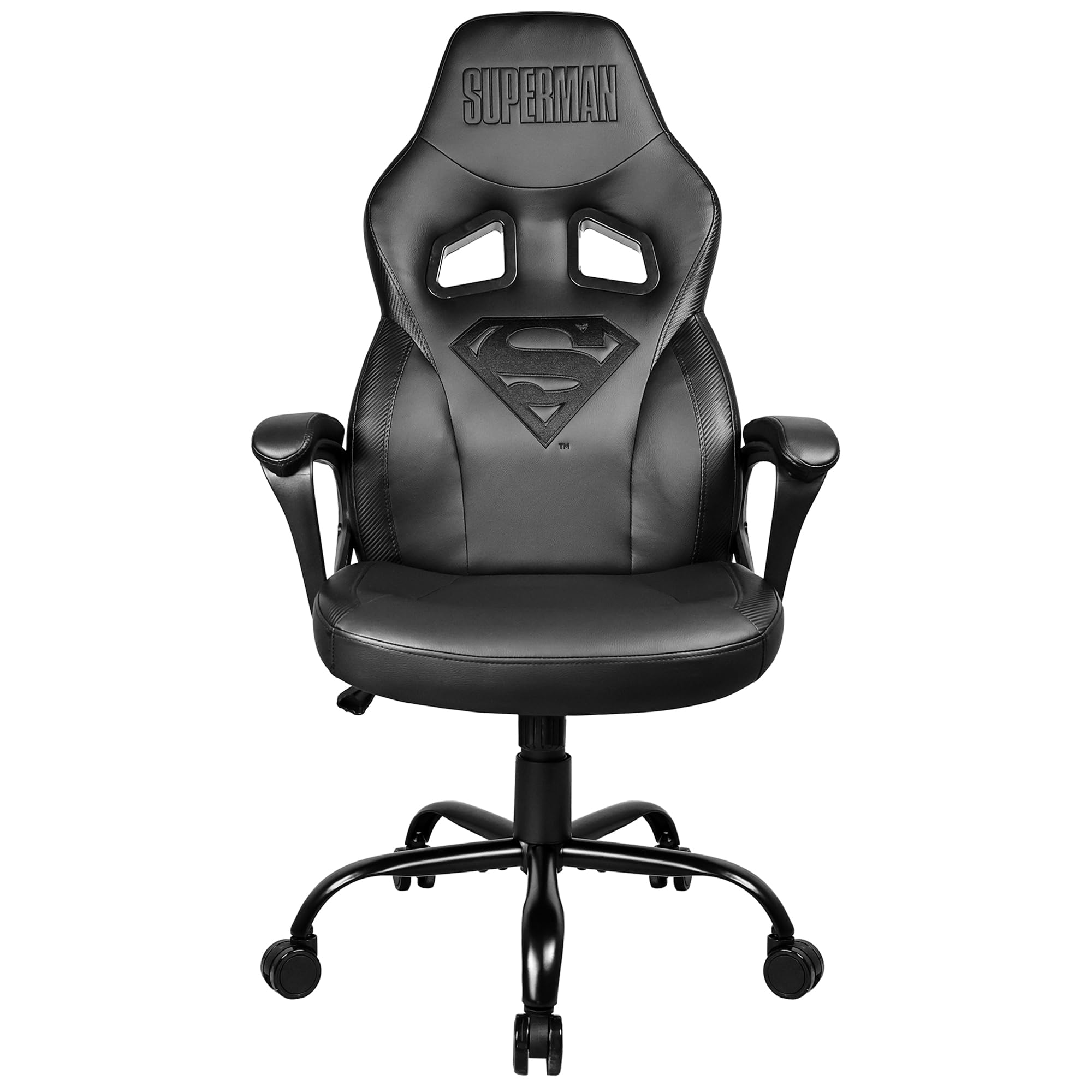 Subsonic – Superman Gaming-Stuhl oder Bürostuhl, Gamer-Stuhl für Teenager/Erwachsene, bequemer Schaukelsitz, integrierte Kopfstütze und Armlehnen, ergonomische Rückenlehne, höhenverstellbar – Schwarz