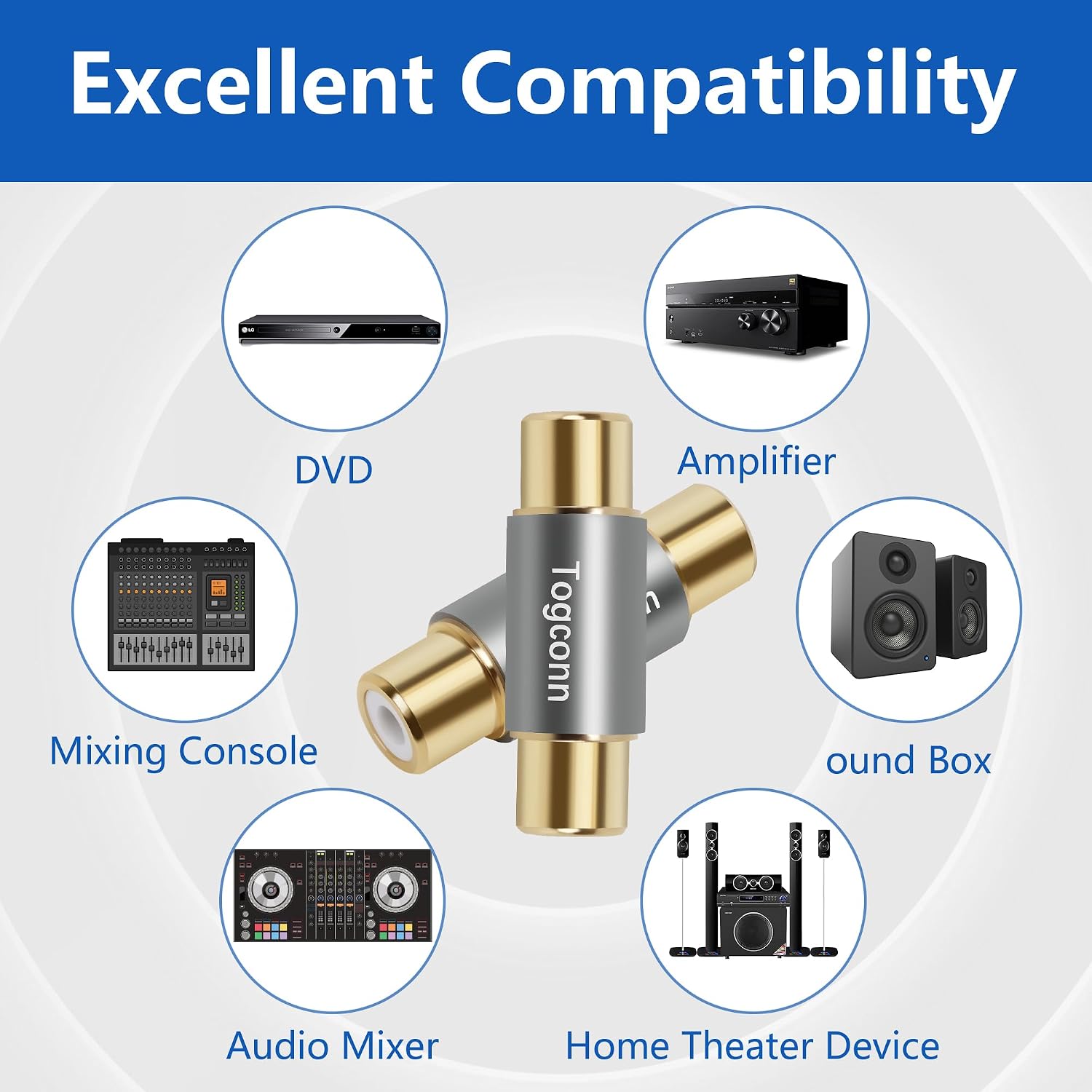 RCA Adapter - RCA Female Coupler Dual Connector for Audio Video Cable Extension
