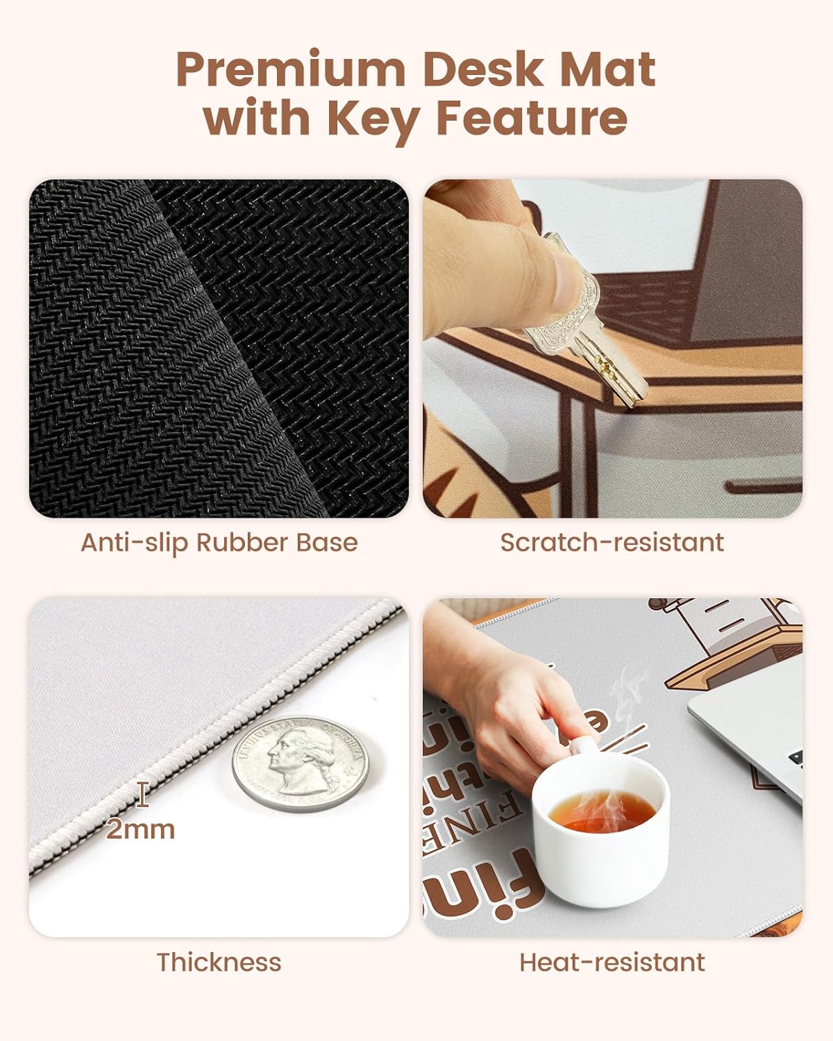 HAOCOO Mouse Pad with Wrist Rest, Funny Office Accessories, Non-Slip Gaming Desk Mat, Ergonomic Computer Mousepad for Home Office Decor