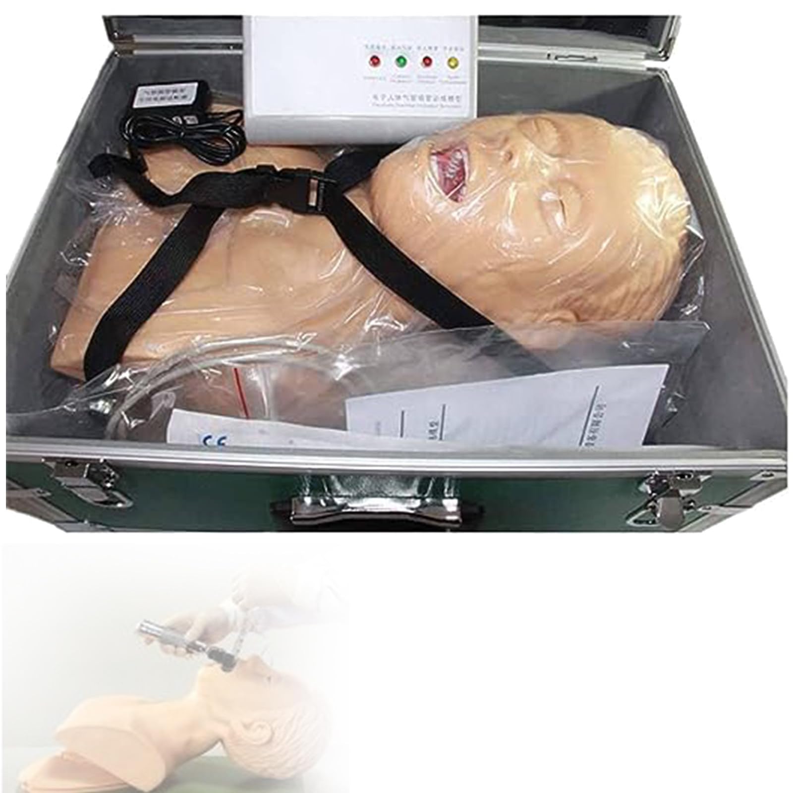 Intubación Maniquí Entrenamiento Enfermería Maniquí PVC Intubación Oral Nasal Maniquí Con Diente Alarma Dispositivo Simulador Manejo Vía Aérea Entrenador Intubación Cabeza Enseñanza Enseñó