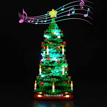 Upgraded Led Light Kit Compatible with Lego Christmas Tree Building Set, Music Version Compatible with Lego 40573 Model, Gift Idea for Boys, Girls and Kids Model Not Included