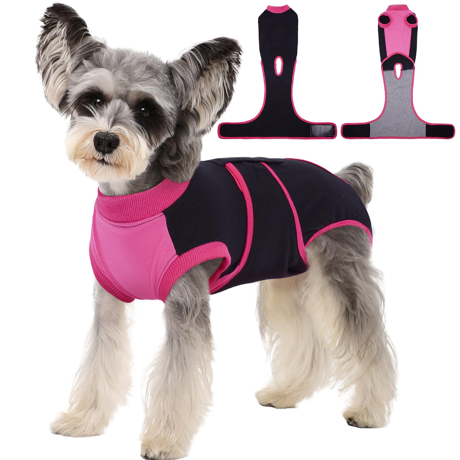 Kuoser Dog Recovery Suit, Female Male Spay Neuter Surgery Suit, Black, S