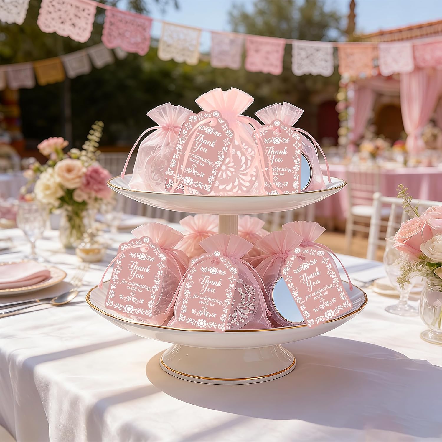 36 Pcs De Barro Mexicanos Baby Shower Party Favors, Pink Cielito Lindo Party Pocket Mirrors and Thank You Cards Gifts Bulk for Guests Bridal Shower Wedding Gender Reveal Party