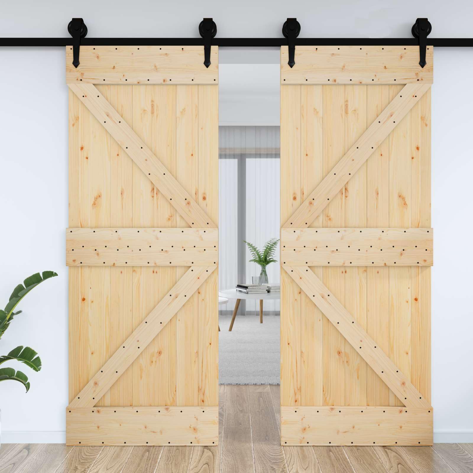 Puerta Narvik Natural 85 x 210 cm Madera de Pino Sólido | Diseño minimalista, fácil mantenimiento, solo para uso interior, montaje necesario