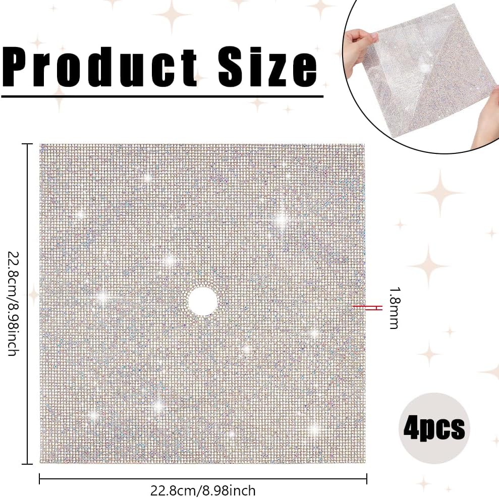 PH PandaHall 4pcs 9x9 inch Construction Paper for Graduation Cap Decoration AB Color Square Graduation Cap Topper Bling Rhinestone Glitter Paper Grad Caps Topper for DIY Photo Graduations Party Decor