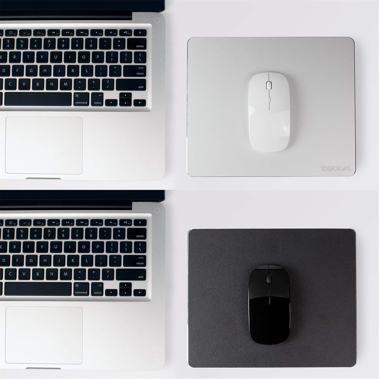 Metal Aluminum Mouse Pad, Office and Gaming Thin Hard Mouse Mat Leather Surface Non-Slip Double Side Precision Silver and Black Mouse Pad for Fast and Accurate Control(Flat) - Image 5