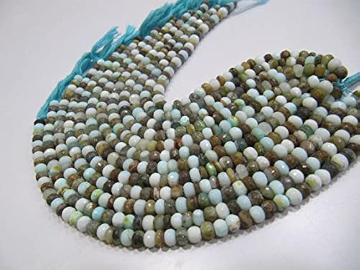 LKBEADS Natural Peruvian Opal Beads, Rondelle faceted 7mm Size, Sold per String of 10 inches Long