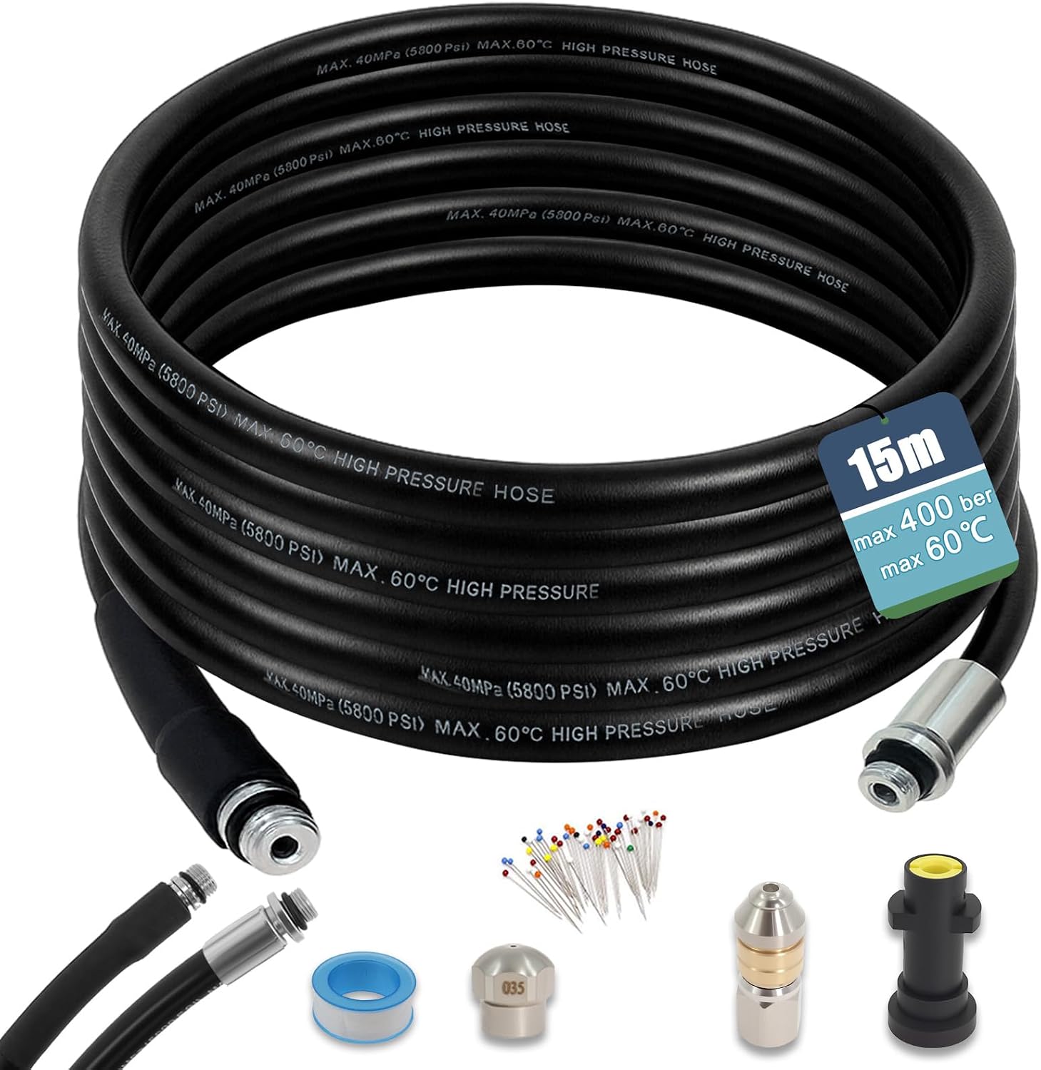 15m Pipe Cleaning Hose 400bar Compatible K rcher K2-K7